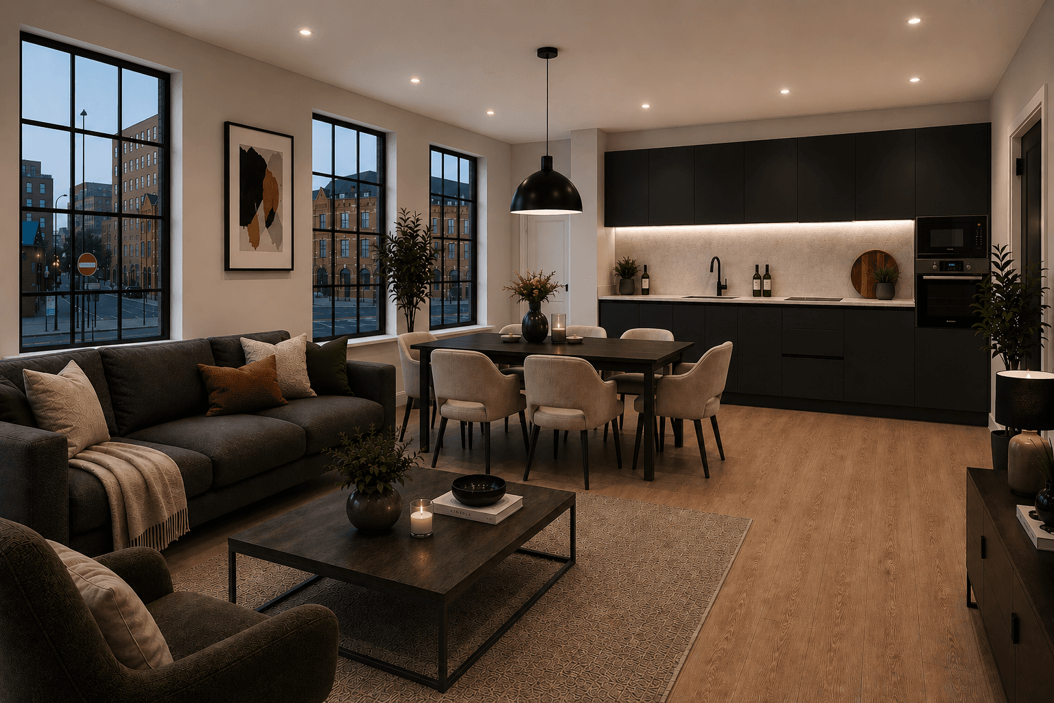 Kelham Exchange kitchen, diner and living space